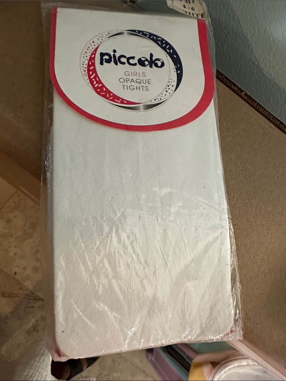 Piccolo Girls Opaque White Tights size 4-6